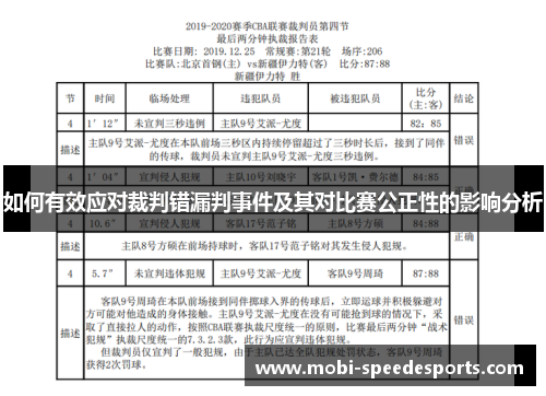 如何有效应对裁判错漏判事件及其对比赛公正性的影响分析