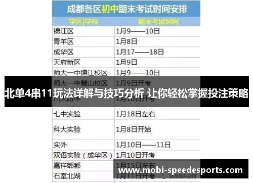 北单4串11玩法详解与技巧分析 让你轻松掌握投注策略